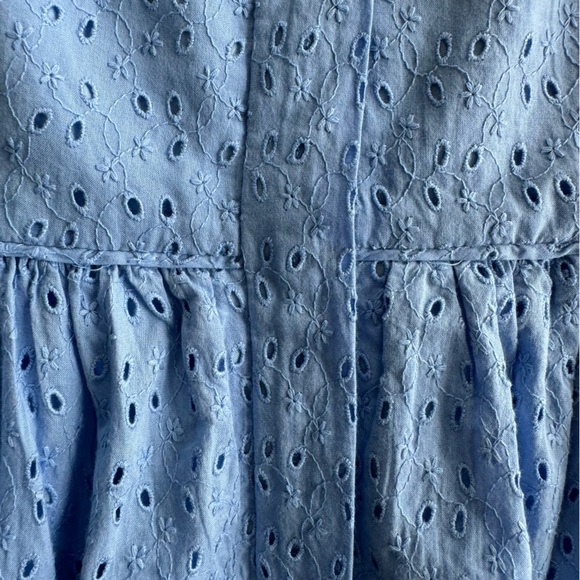 J. Crew Eyelet Dress Blue Size 10 Sleeveless Button Down Lined Mini Shirtdress - Picture 8 of 13